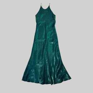 Vintage 90s Y2K iridescent forest green satin prom dress Hampton Nites sz 10